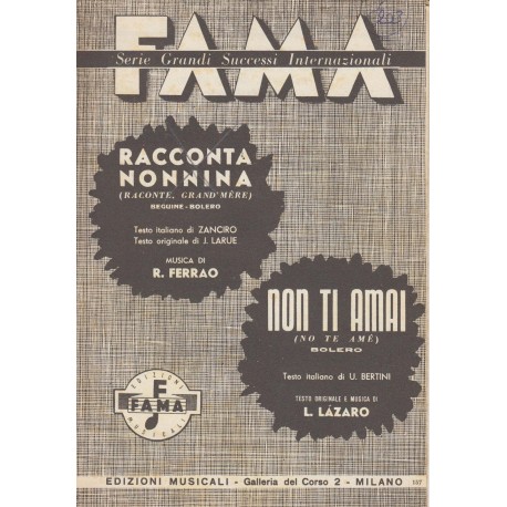 Spartito Music Sheet di `Racconta nonnina, Non ti amai` - beguine, bolero,
