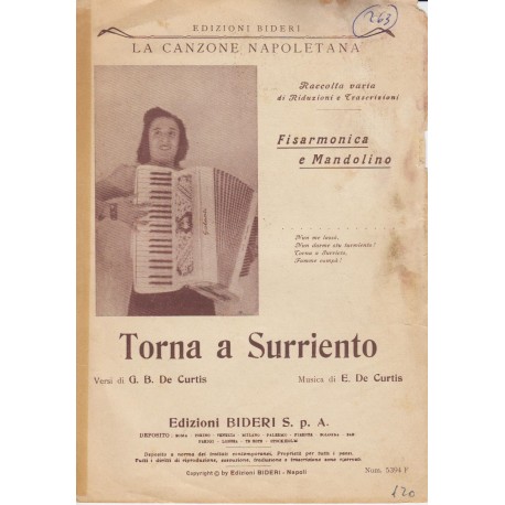 Spartito Music Sheet di `Torna a Surriento` - canzone napoletana