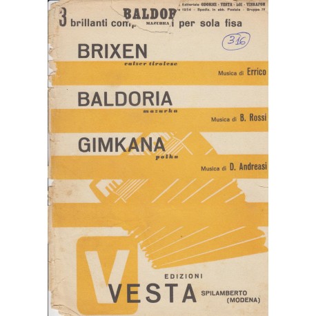 Spartito Music Sheet di `Brixen, Baldoria, Gimkana` - valzer tirolese, mazurka, polka