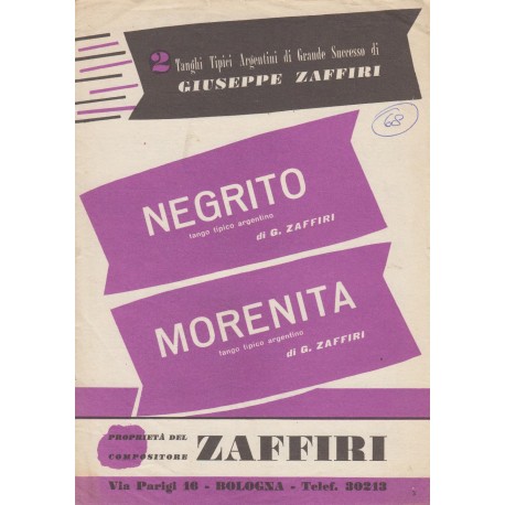 Spartito Music Sheet di `Negrito, Morenita` - tango argentino,