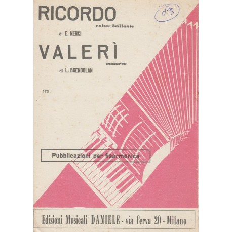 Spartito Music Sheet di `Ricordo, Valerì` - valzer brillante, mazurca