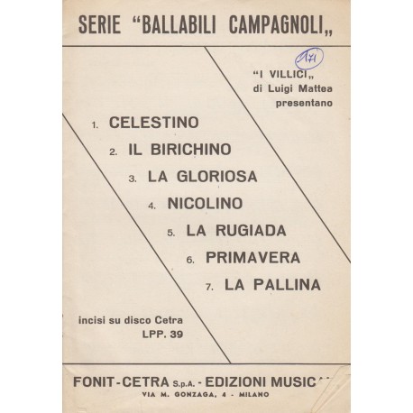 Spartito Music Sheet di `Celestino, Il Birichino, La Gloriosa,  - valzer, marcia, polca