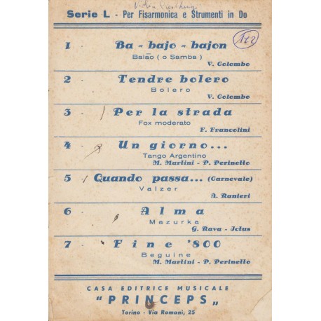 Spartito Music Sheet di `Ba, Bajo, Bajon, Tendre Bolero - beguine, valzer, mazurka