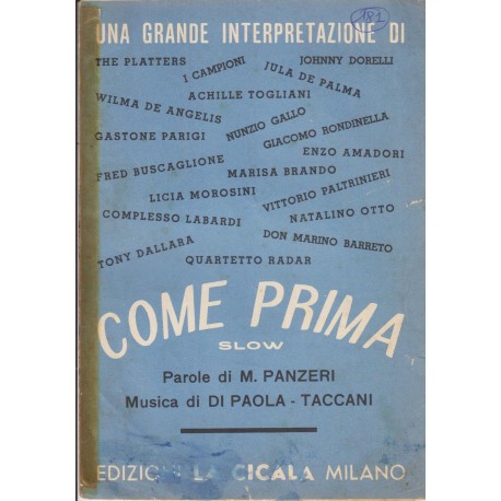 Spartito Music Sheet di `Come prima` - Slow